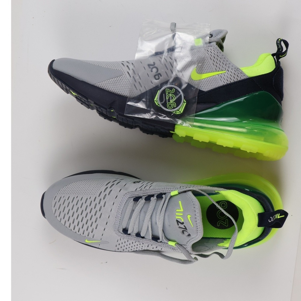 Nike Air Max 270 Grey Volt Neon Running Shoes AH8050-011 NEW Retails 160